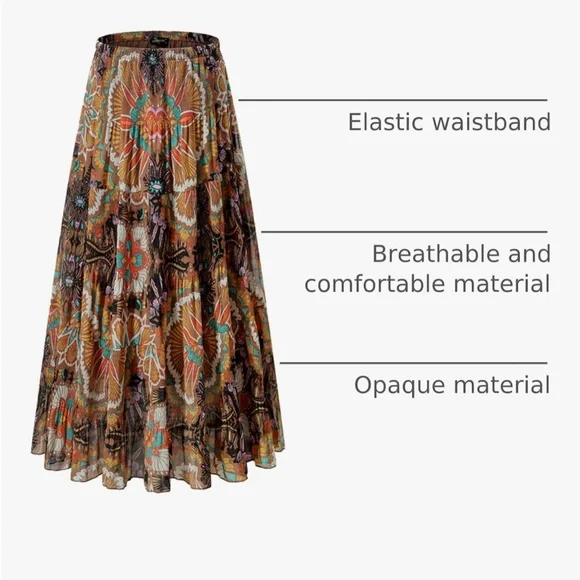 Floral Bohemian A-Line Maxi Skirt - Picture 2 of 5